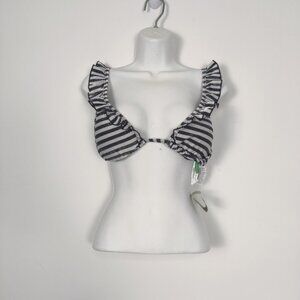 United Colors Of Benetton Women's Zebra Striped Ruffle Bikini Top Size Large NEW